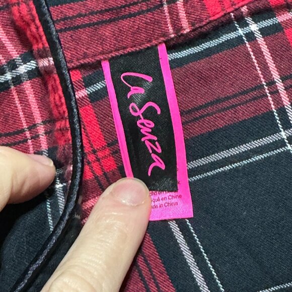 La Senza long Sleeve Checkered Soft Shirt Button Down Size Small - Picture 6 of 11